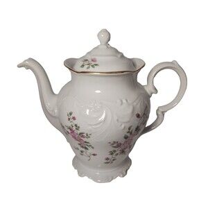 Wawel Porcelain Teapot Floral Vintage Roses White China